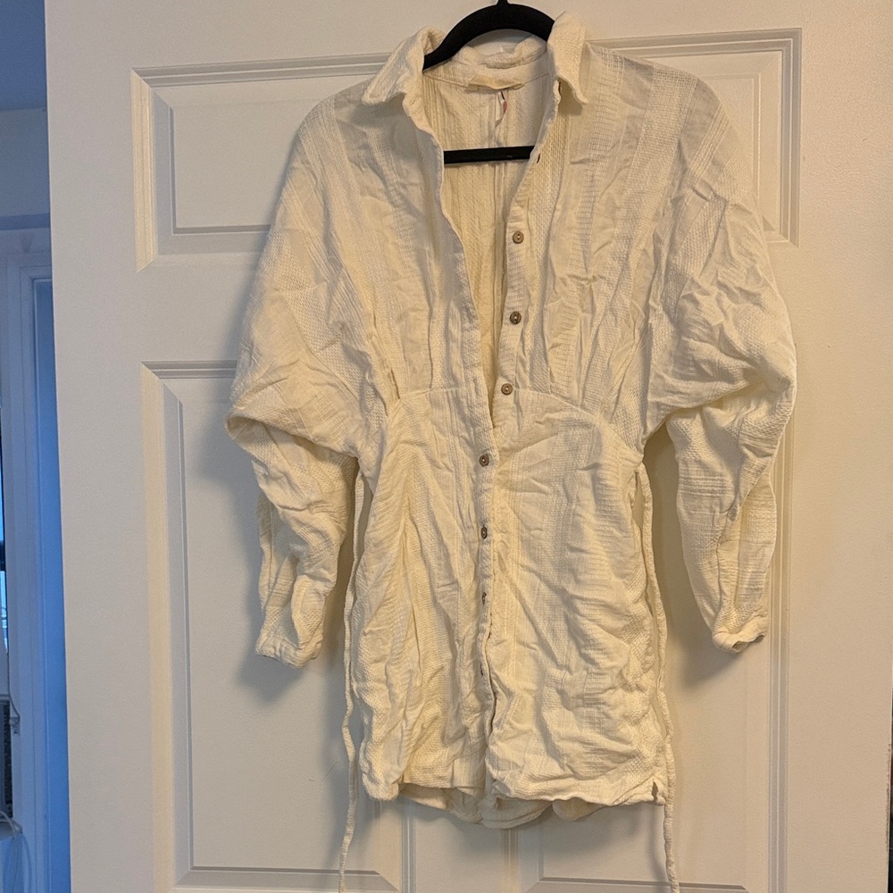 Free People Cream Button-Up Dress